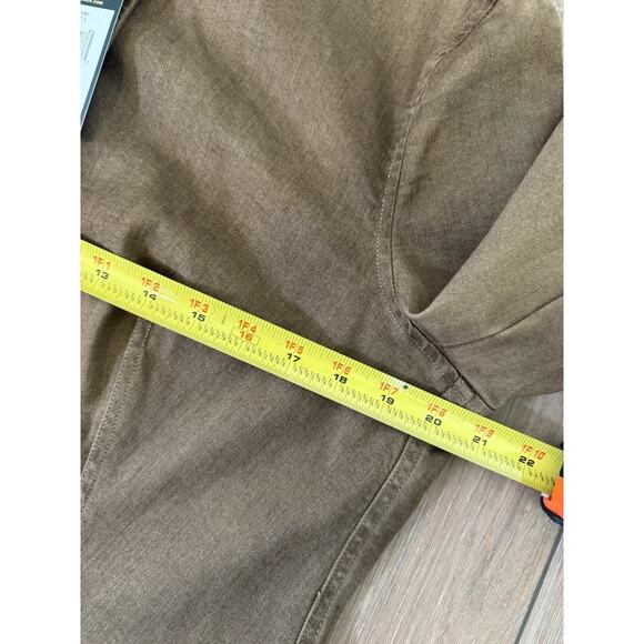 Ralph Lauren RLR Stretch Denim Jacket Camel SZ 16 Sheep Leather Trim Mandarin - Picture 13 of 16